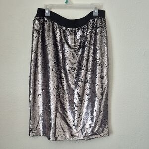 Worthington Silver Sequin Pencil Skirt Cocktail
